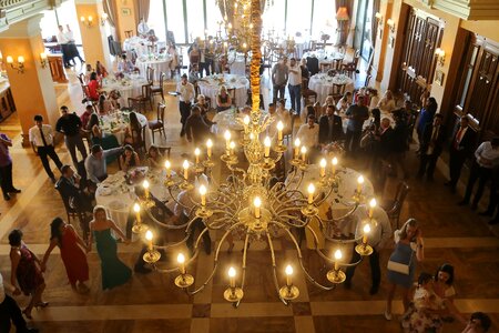 Golden Glow chandelier hanging photo