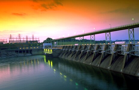Sunset river water