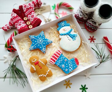 Cute colorful Christmas gingerbread cookies photo