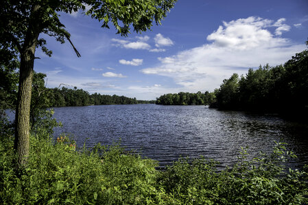 Dells Millpond landscape with sky and clouds photo