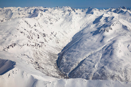 Beginning of a river valley in the main mountain range of Kodiak Island
