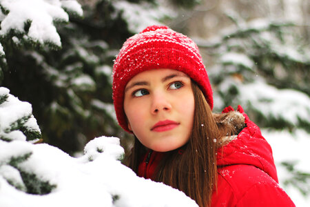 Girl in Winter Snow photo