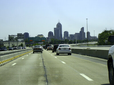 Interstate 70 going through Indianapolis, Indiana photo