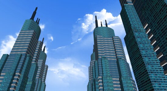 Cloud tower blue