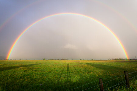 The rainbow across the landscape