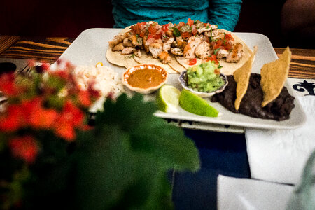 Chicken fajitas in a Mexican restaurant photo