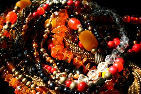 Amber amethyst glass beads photo