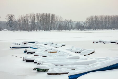 Harbour snow boats photo