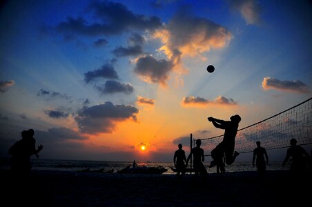 Sunset silhouettes leisure
