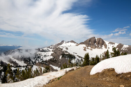 Granite Canyon with snow in Grand Teton National Park photo