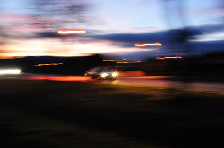 Speedy car at night light painting photo