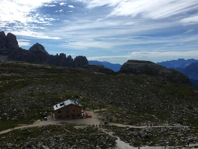 Dolomites mountain panorama and Locatelli Refuge photo