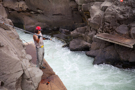 Yakama tribal member with traditional dip net-1 photo