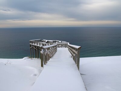 Lake Michigan Overlook Platform in Winter photo