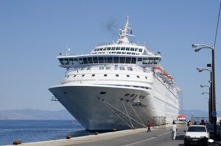 Cruise ship docked in the port. photo