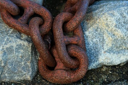 Rust metal links of the chain photo