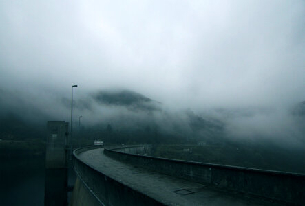 Bridges cyan fog photo
