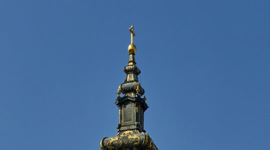 Baroque church tower cross photo