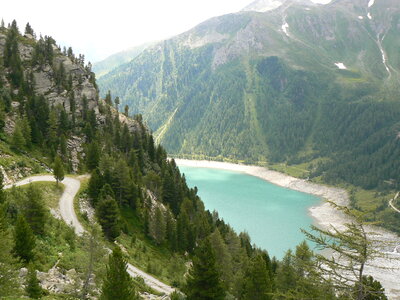 Neves water reservoir in the northern italian mountains photo