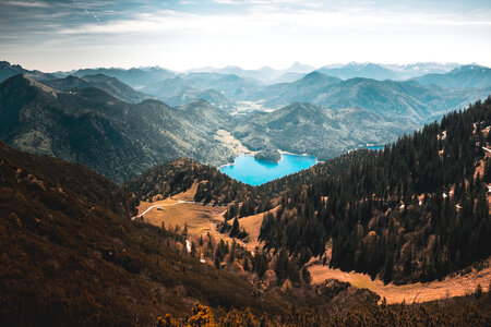 Mountains, River, Forest and Blue Lake photo