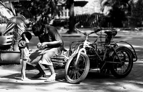 Young street photograpy black and white photo