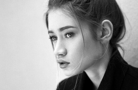 Black and White Portrait of a Beautiful Girl photo