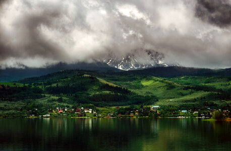 Clouds over the lake and mountains in Colorado