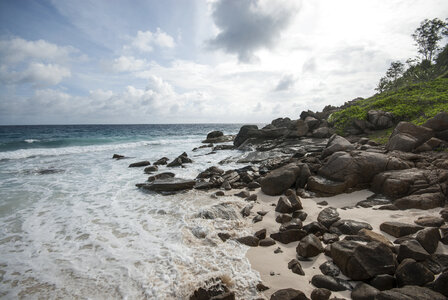beach Takamaka, Mahe island, Seychelles photo