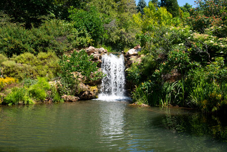 Close-up of waterfall landscape in the Gardens