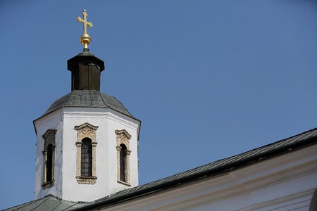 Gold church tower cross photo