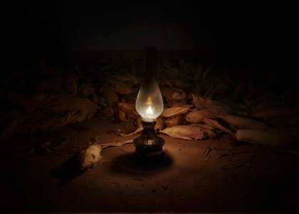 Dark Lamp Fire Wood Shadow photo