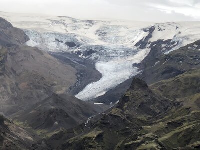 Alpine glacier high land photo