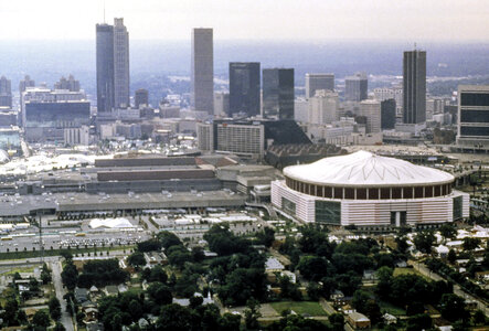 Atlanta skyline with Olympic-sports-complexes in Georgia photo