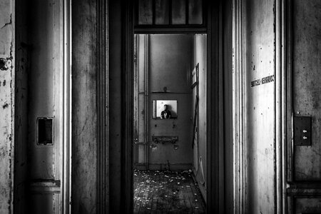 Black black and white door photo