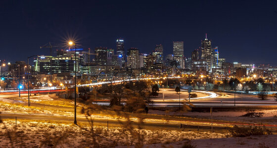 Night time Skyline of Denver, Colorado photo