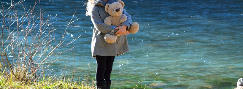 Teddy bear water girl photo