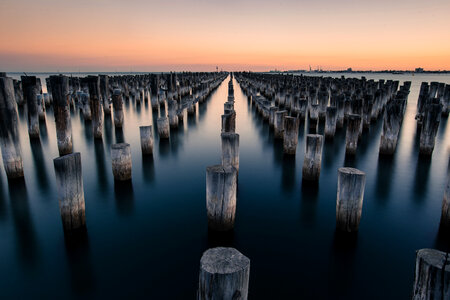 Port of Melbourne at Dusk, Victoria, Australia photo