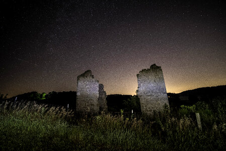 Stars over the Ruined posts of a house