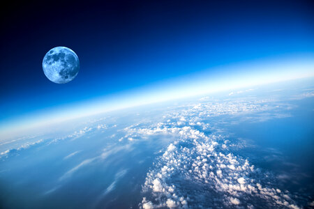 Planet earth with moon photo