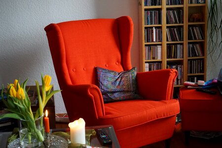 Seating area cozy red photo