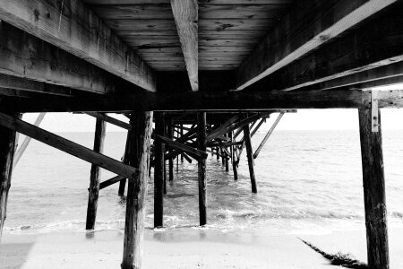 Beach black&white bridges photo