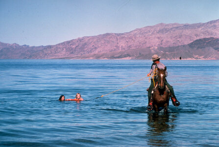 Ranger helping people out of the water at Lake Mead, Nevada