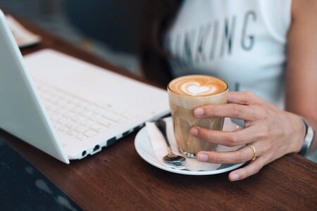 Woman Laptop Coffee photo