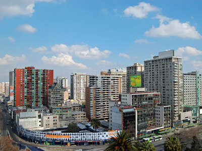 Building and skyline in Santiago, Chile photo