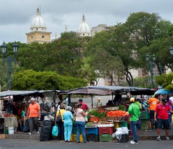 Market around of Chinita basilica photo