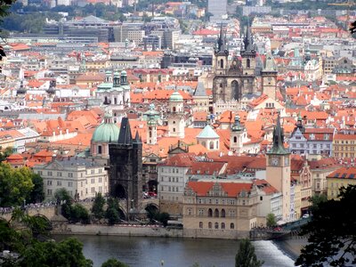 old town and Prague castle with river Vltava, Czech