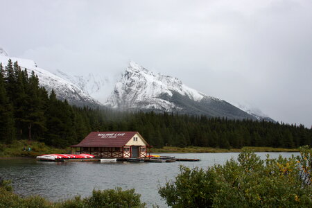 Maligne Lake and Maligne Mountain, Jasper, Canadian Rockies photo