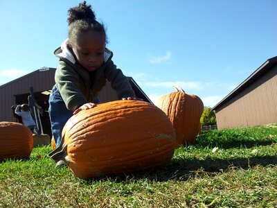 Pumpkin autumn baby photo