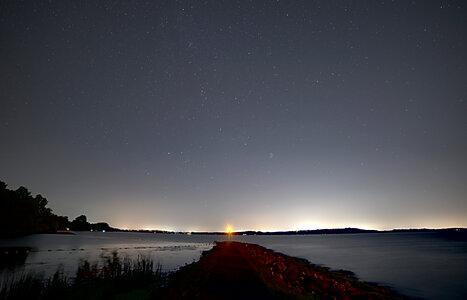 Stars Above the lake and light photo