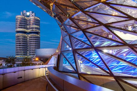 Bmw world night photograph blue hour photo